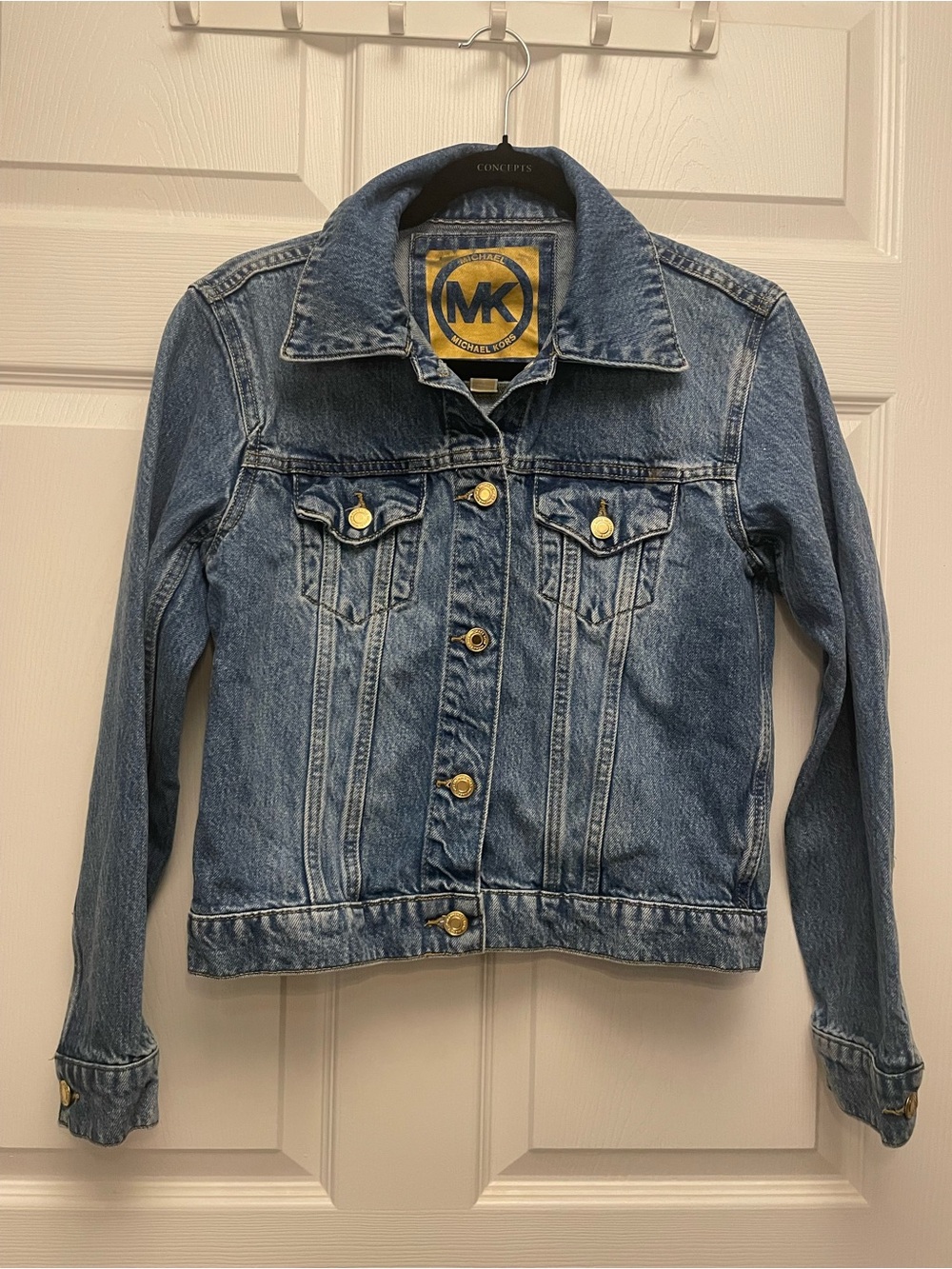 Michael Kors Women’s Light Blue Denim Jacket with Gold Buttons